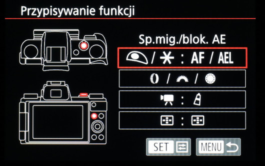 Menu personalizacji aparatu Canon PowerShot G5 X