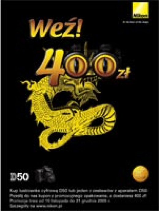"Weź 400 zł"- promocja lustrzanki cyfrowej D50
