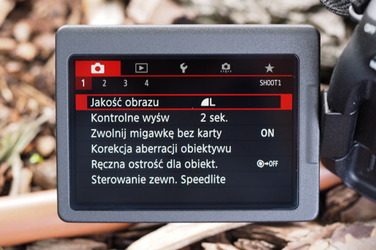 Standardowe menu modelu EOS 6D Mark II
