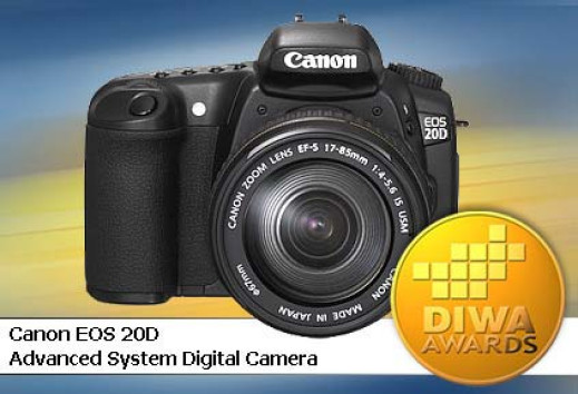 Canon uhonorowany Złotym Medalem DIWA za lustrzankę cyfrową EOS 20D
