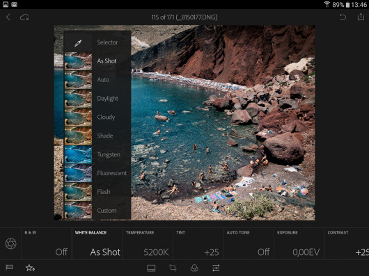 Adobe Lightroom Mobile - wygląd i poszczególne opcje zakładki Basic