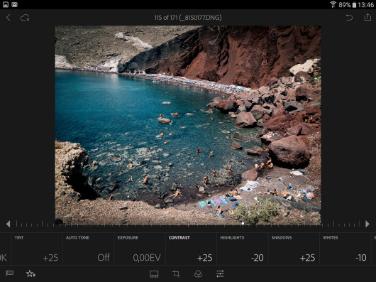Adobe Lightroom Mobile - wygląd i poszczególne opcje zakładki Basic