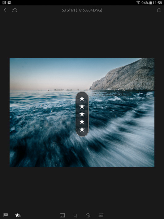 Adobe Lightroom Mobile - system ocen (gwiazdki)