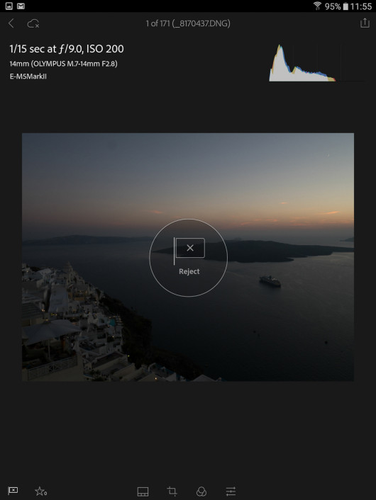 Adobe Lightroom Mobile - system ocen (flagi)