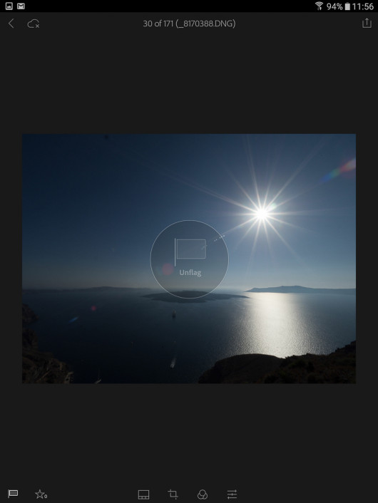 Adobe Lightroom Mobile - system ocen (flagi)