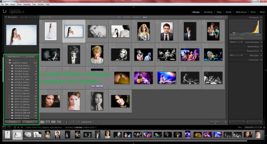 wszystkie foldery ze zdjęciami dostępne w katalogu Lightroom