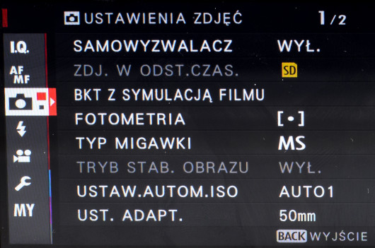 Fujifilm X-Pro2 - przeprojektowane menu główne
