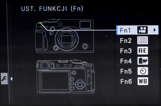 Fujifilm X-Pro2 - ustawienia przycisków funkcyjnych w menu aparatu