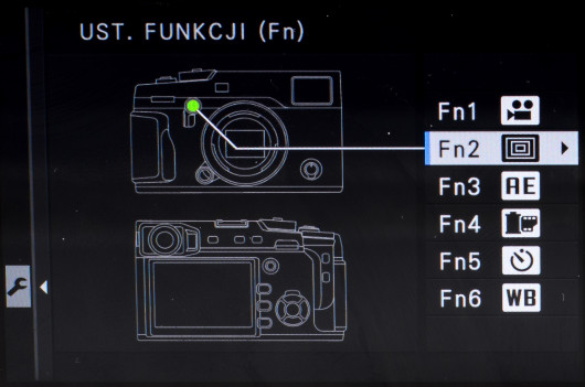 Fujifilm X-Pro2 - ustawienia przycisków funkcyjnych w menu aparatu