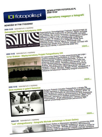 Newsletter Fotopolis.pl - także w wersji html