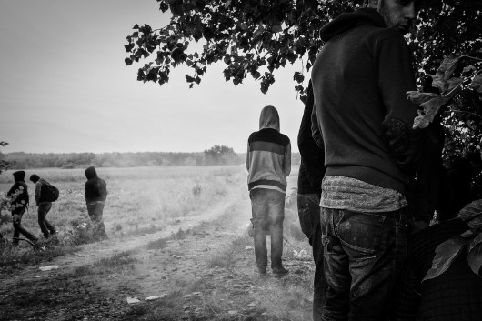 fot. Dawid Zieliński Wojny, głód, ubóstwo i zmiany klimatu wypierają ludzi z ich domów w nieznane. Dołączają do milionów będących już w drodze i zajmują miejsca na obrzeżach „pierwszego świata”. Ta nowa i nieoczekiwana obecność człowieka przekształca środowisko zamieszkane i zorganizowane dawno temu. Na zdjęciu uchodźcy czekają w kolejce, aby zarejestrować się w obozie Moriana na greckiej wyspie Lesbos. Ponieważ obóz był przepełniony, większość nowo przybyłych czeka przez kilka dni poza jego granicami.