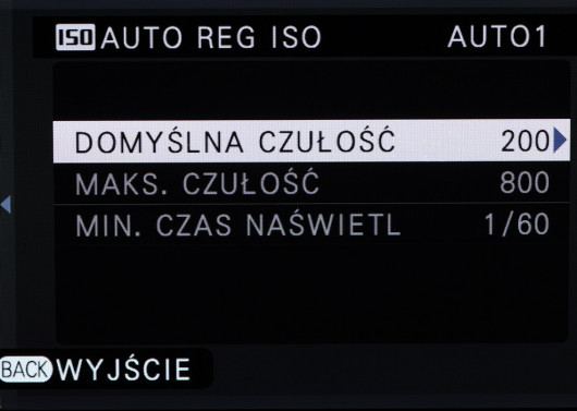 Menu Auto ISO