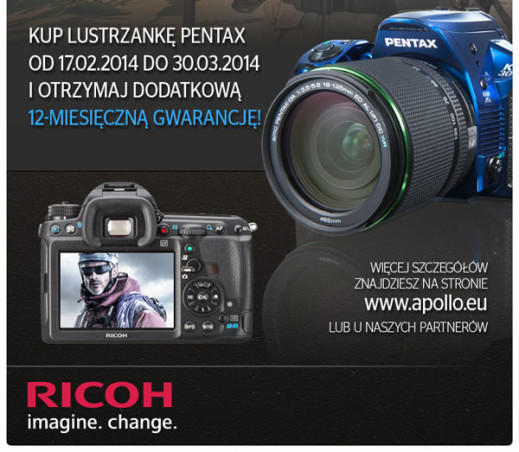 Dodatkowy rok gwarancji na lustrzanki Pentax