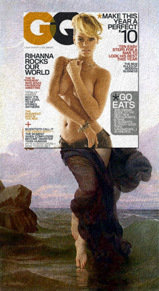 Rihanna, GQ January 2010 + Humeur Nocturne by William-Adolphe Bouguereau