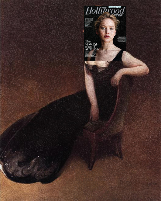 Jennifer Lawrence, The Hollywood Reporter Magazine January 2011 + Portrait of Mrs. V (Mrs. Herman Duryea) by John White Alexander