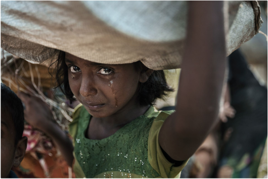 Paula Bronstein „The unwanted, the Rohingya“, III miejsce w kategorii Storyboard Siena International Photo Awards 2018 | Bezpaństwowcowi, splątani i niechciani: przez większość buddyjskiej Mjanmy zmagał się z głęboko zakorzenioną nienawiścią do społeczności Rohingya (w zachodnim stanie Rakhine). Ta muzułmańska mniejszość etniczna była zawsze uważana za „nielegalnego imigranta z Bangladeszu“ i pozbawiona praw obywatelskich. Rząd Mjanmy nałożył surowe ograniczenia na swobodę przemieszczania się, edukację państwową, służbę cywilną i opiekę zdrowotną. Rohingya utrzymuje, że są oni rdzennymi mieszkańcami Zachodu. W efekcie atak na siły bezpieczeństwa państwowego przez powstańców Rohingya doprowadził do brutalnej represji wojskowej, która zmusiła ponad połowę kraju (ponad miliona ludzi) do ucieczki do sąsiedniego Bangladeszu, tworząc najszybszy transgraniczny exodus. Wielu uchodźców opowiadało o prawdziwym horrorze: gwałtach, zabójstwach, spaleniach setek wiosek. Poza tym tysiące dzieci, które podróżują same, są poważnie zagrożone handlem i wyzyskiem.