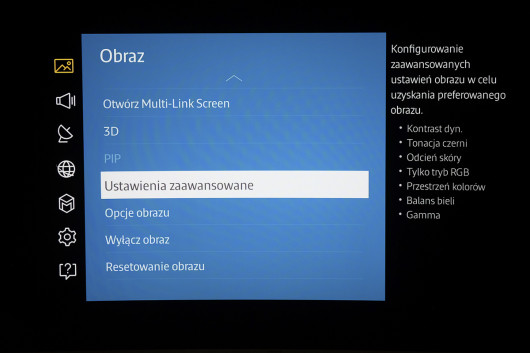 Samsung JS9000 SUHD Smart 3D - zaawansowane ustawienia obrazu