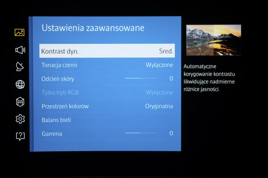 Samsung JS9000 SUHD Smart 3D - zaawansowane ustawienia obrazu