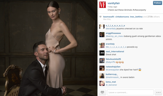 Adam Levine i Bahati Prinsloo / źródło: instagram.com/vanityfair