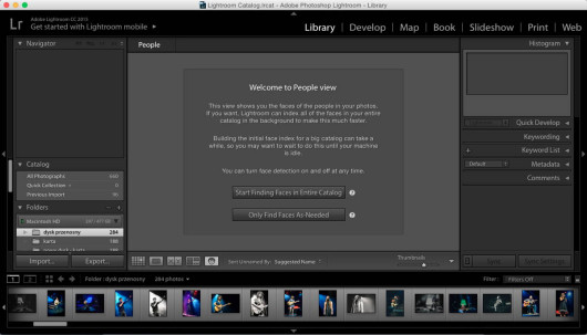 Adobe Lightroom 6 - rozpoczęcie wyszukiwania twarzy