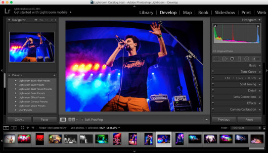 panel Develop programu Adobe Lightroom 6