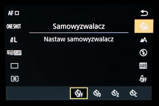 Menu podręczne aparatu Canon PowerShot G9 X