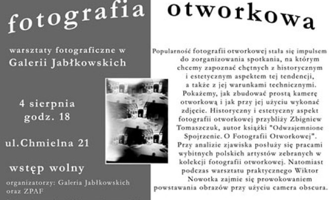  Warsztaty otworkowe w Galerii Jabłkowskich