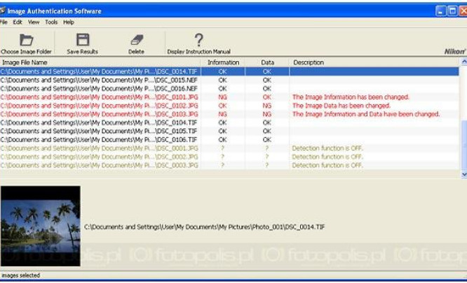  Nikon Image Authentication Software - dla pewności