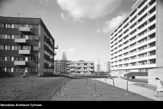 fot. Zbyszko Siemaszko, 1973r. Osiedle bloków mieszkalnych Sady Żoliborskie na Żoliborzu w Warszawie
